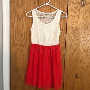 Qurio   skater dress size small off white top orange skirt